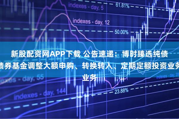 新股配资网APP下载 公告速递：博时臻选纯债债券基金调整大额申购、转换转入、定期定额投资业务