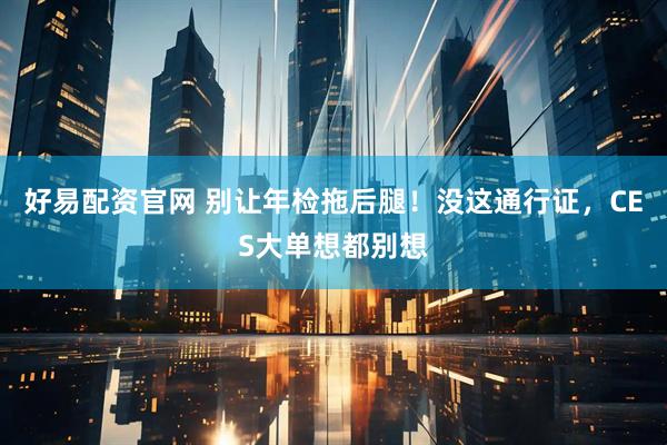 好易配资官网 别让年检拖后腿！没这通行证，CES大单想都别想